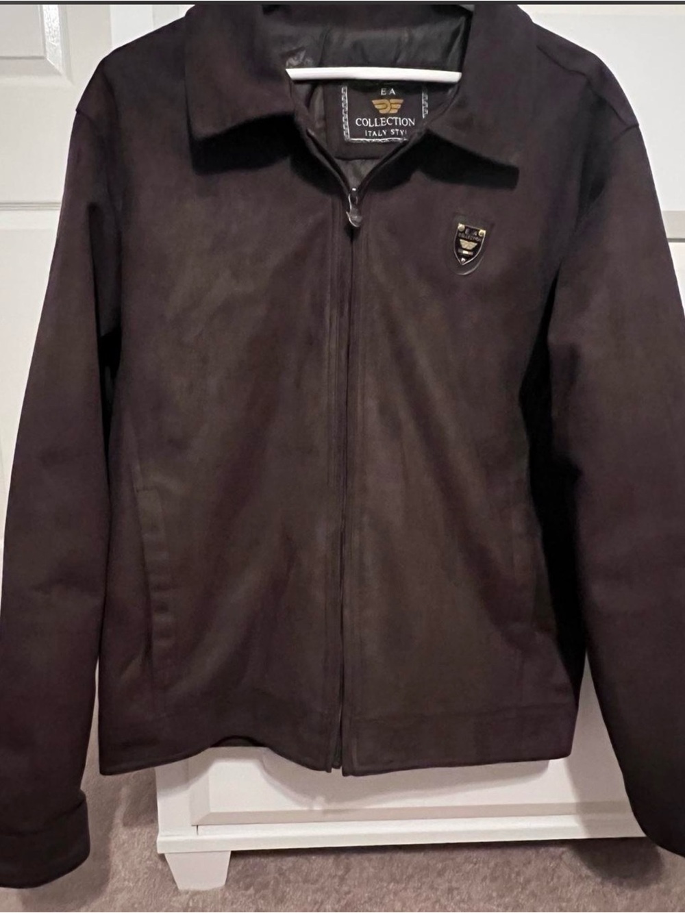 EA Collection Men's Brown Leather Zip-Front Jacket